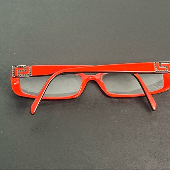 Versace Womens Rectangular Frame Eyeglasses Reading Glasses Red *FRAMES ONLY* - Picture 9 of 11